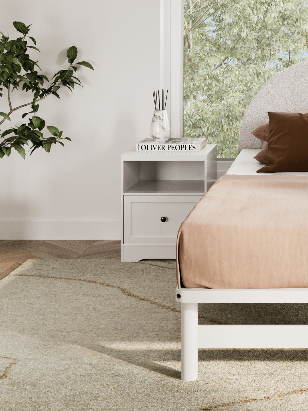 Louise White Hamptons White Bedside Table