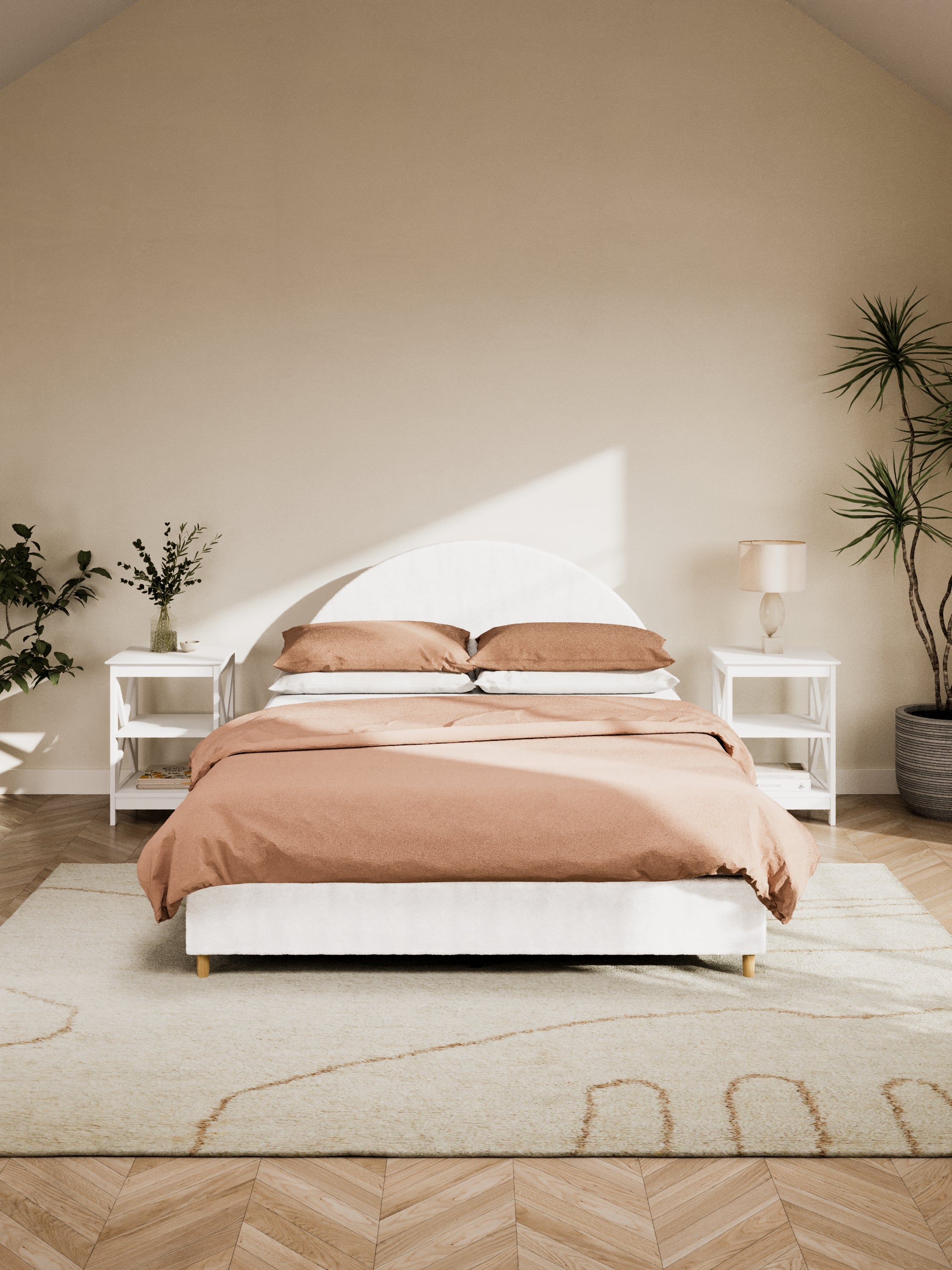 Georgia Curve White Boucle Bed Frame