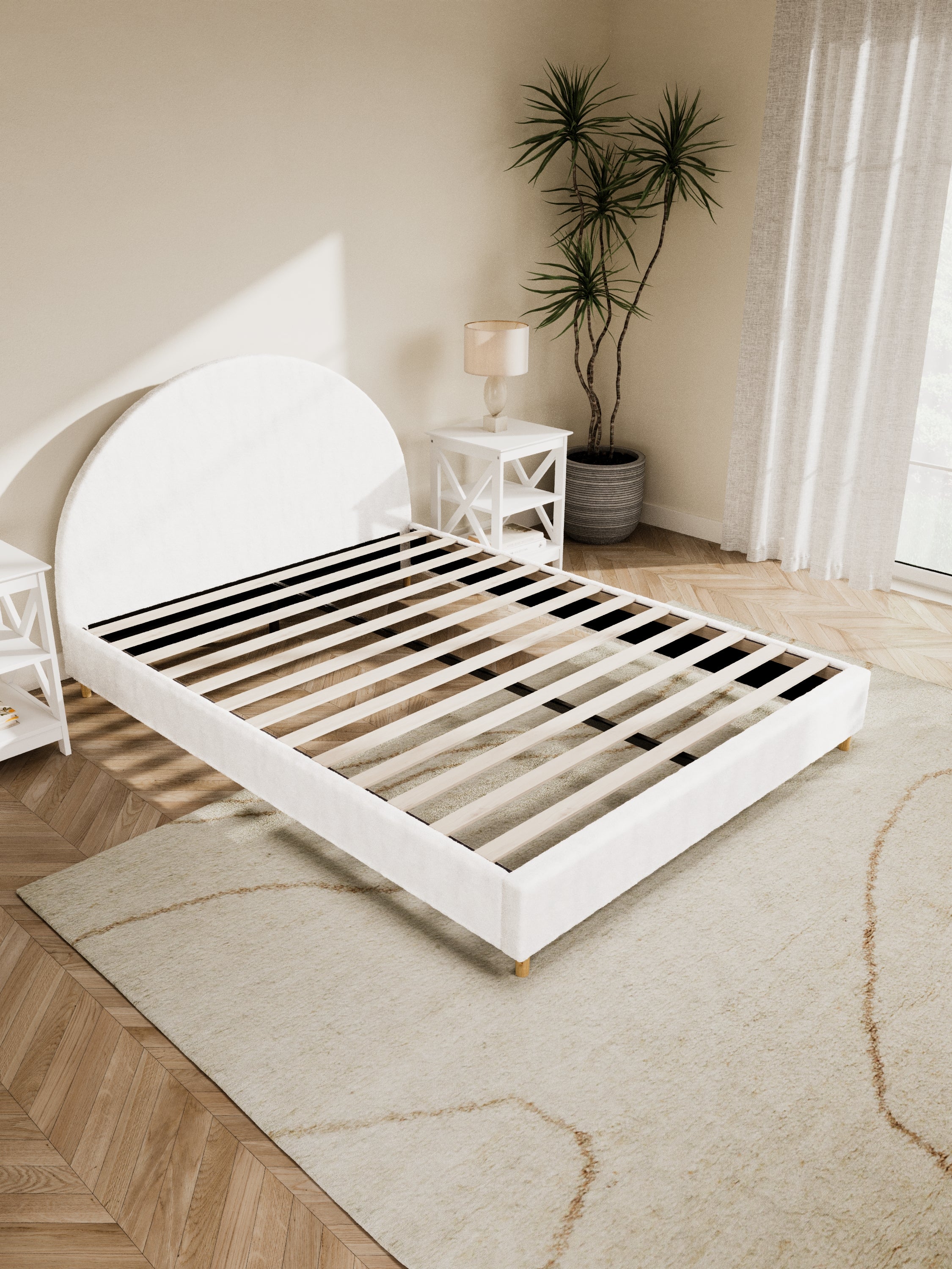 Georgia Curve White Boucle Bed Frame