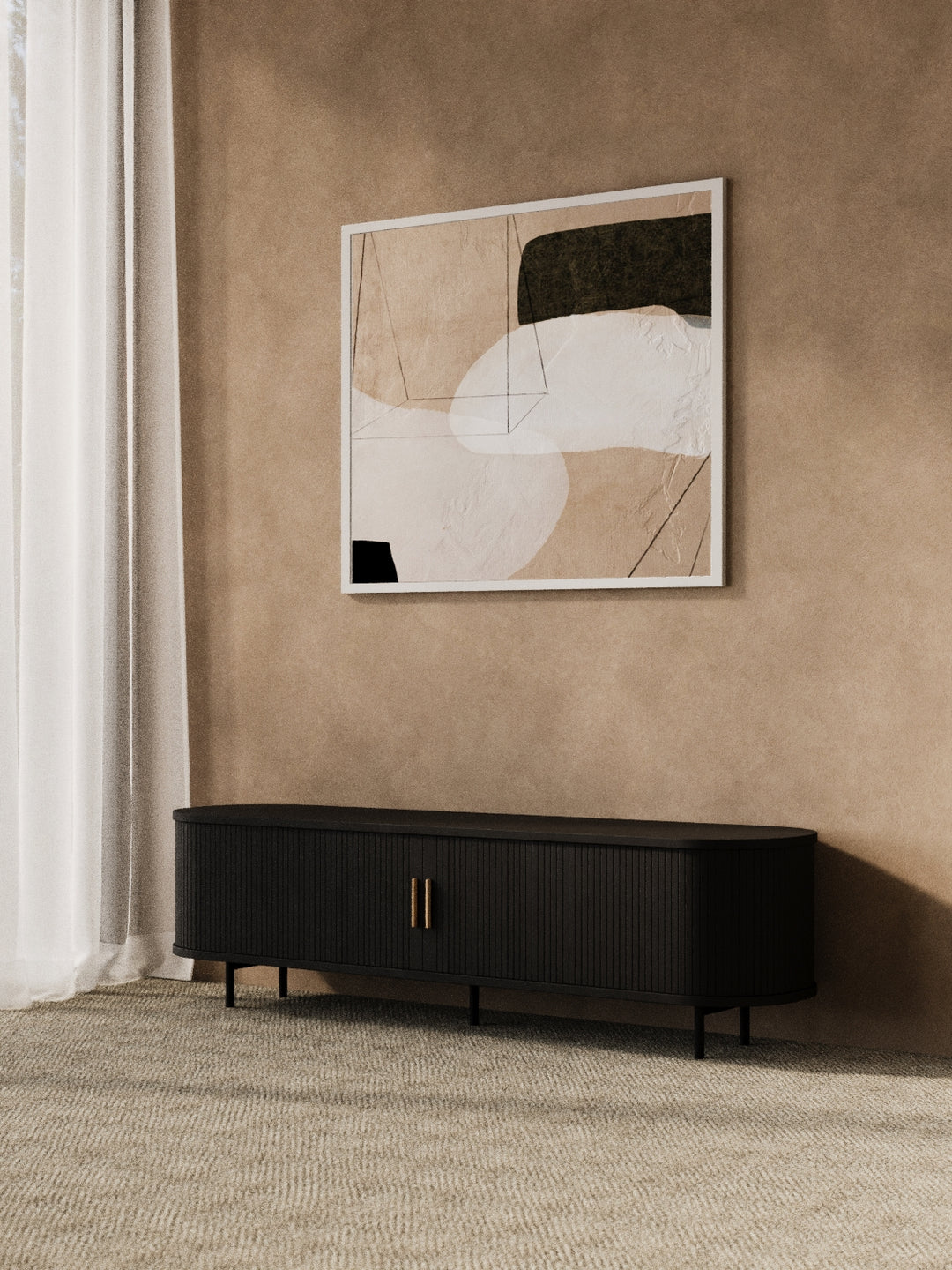 Hendrix Black Curved Entertainment Unit 160cm