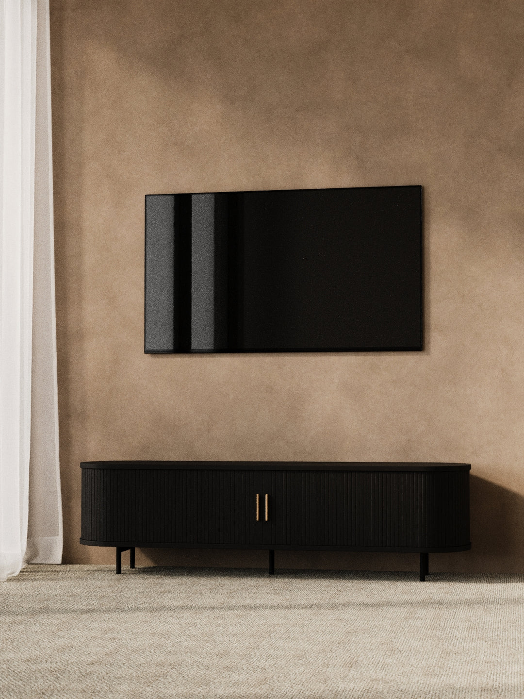 Hendrix Black Curved Entertainment Unit 160cm