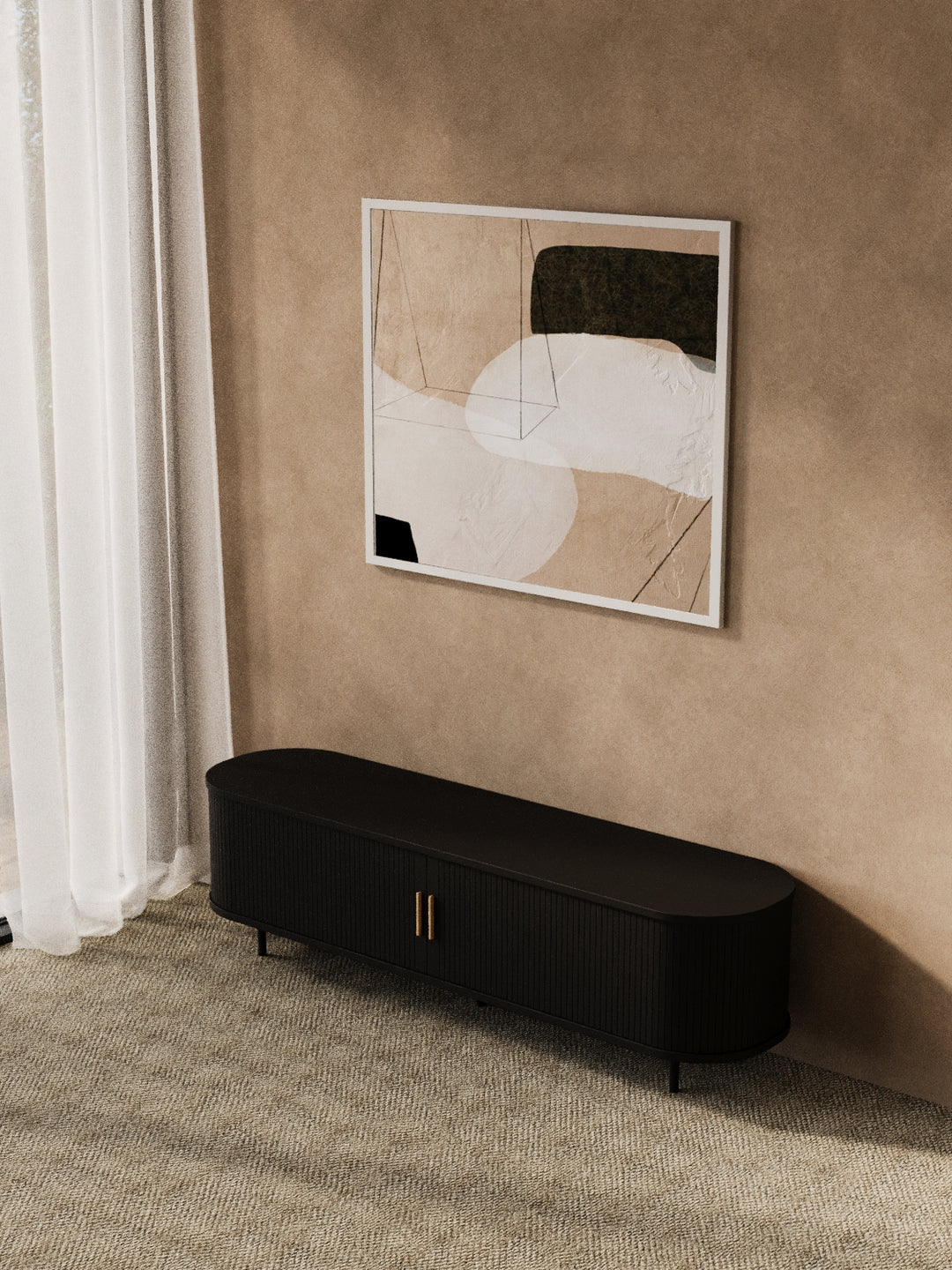 Hendrix Black Curved Entertainment Unit 160cm