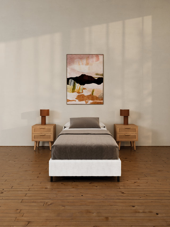 Helena White Boucle Fabric Bed Base