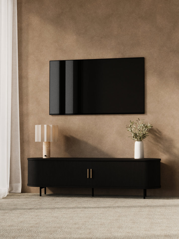 Hendrix Black Curved Entertainment Unit 160cm