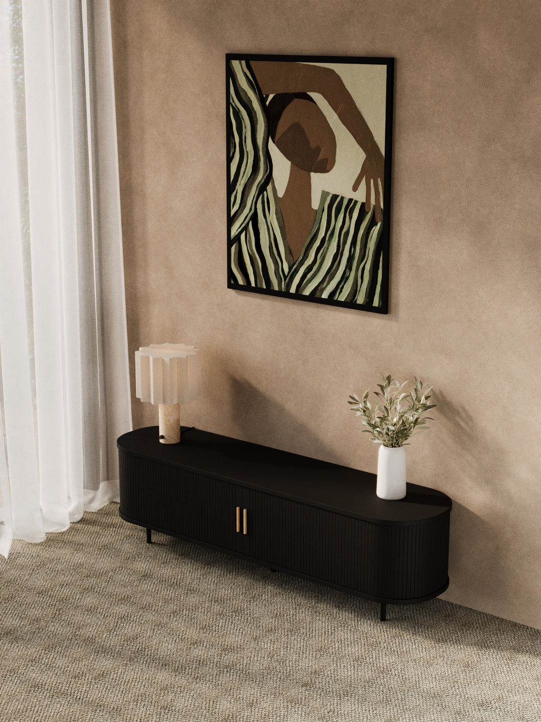 Hendrix Black Curved Entertainment Unit 160cm