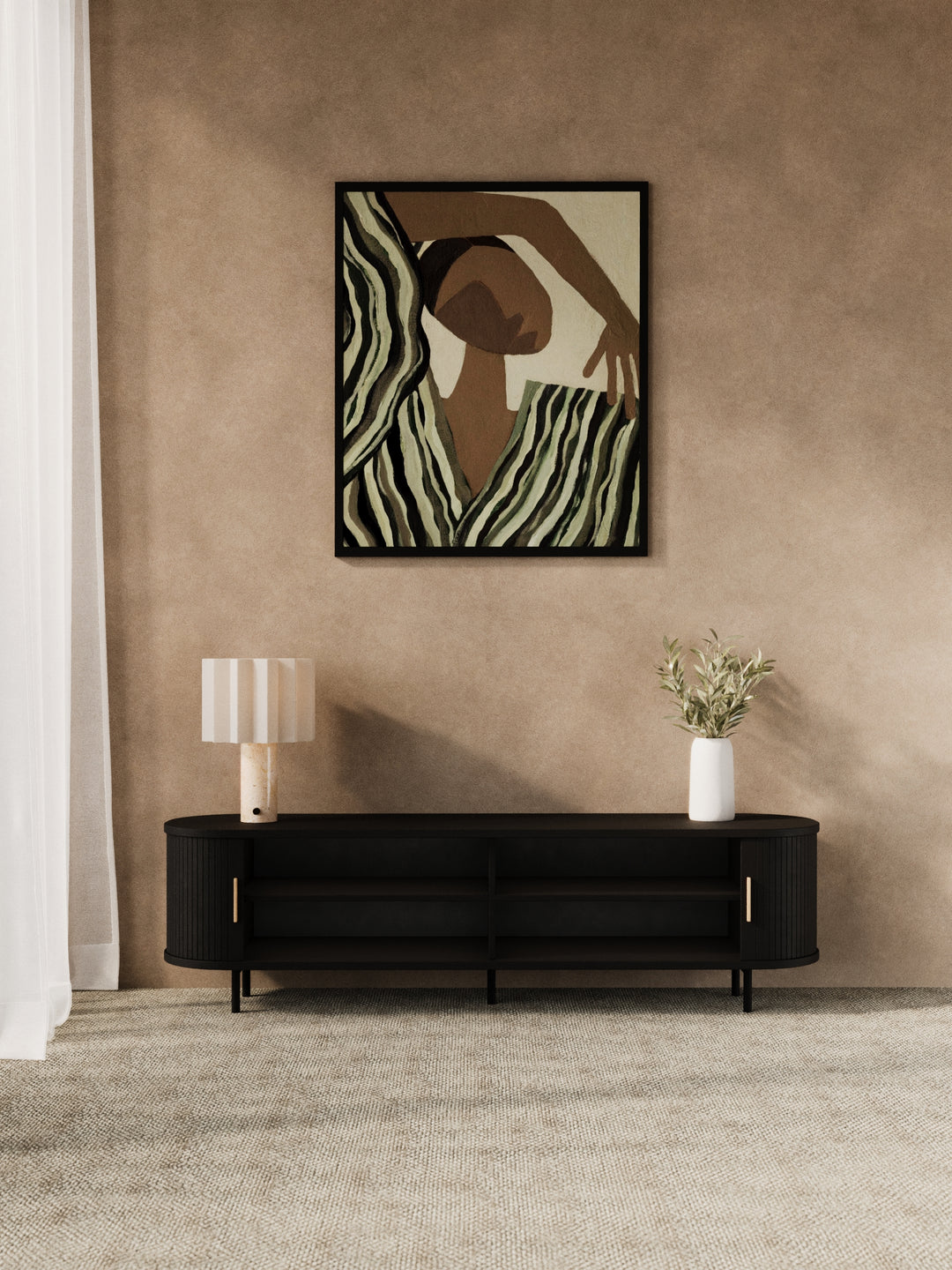 Hendrix Black Curved Entertainment Unit 160cm