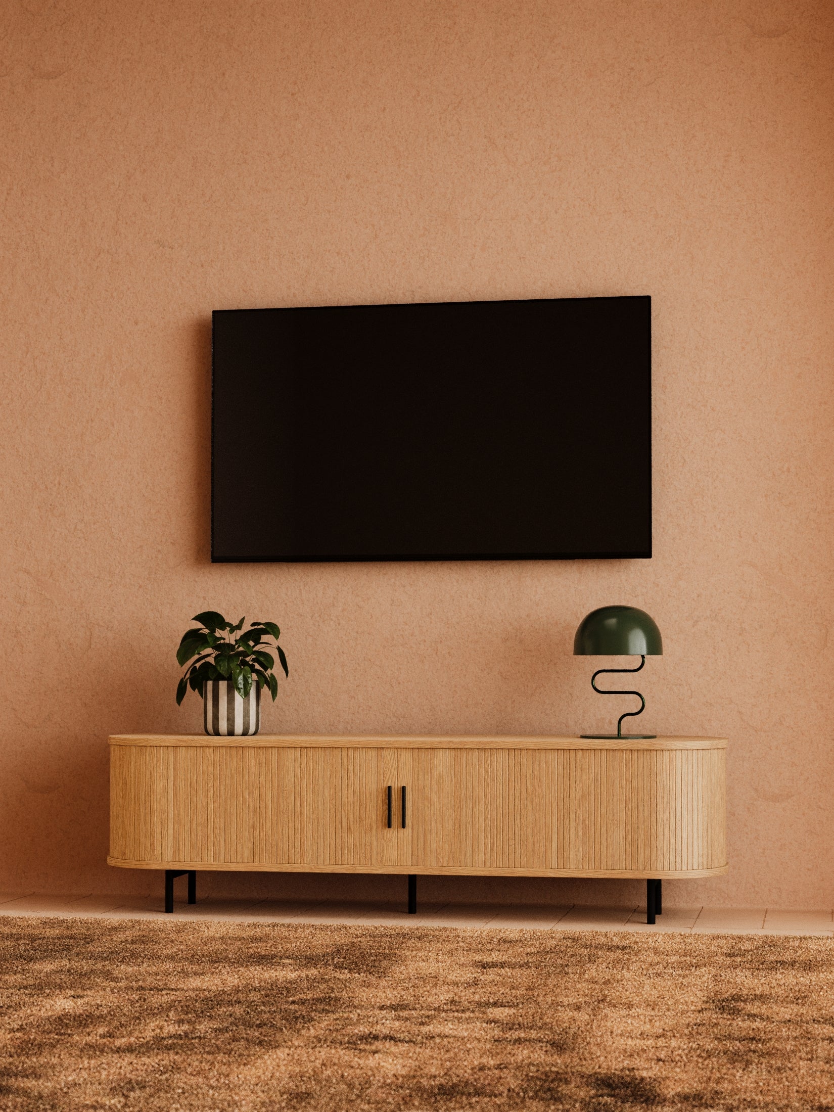 Hendrix Natural Curved Entertainment Unit 160cm