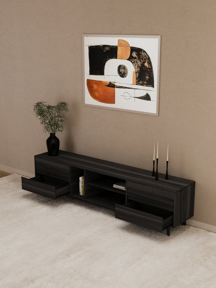 James Luxe Black Entertainment Unit 210cm