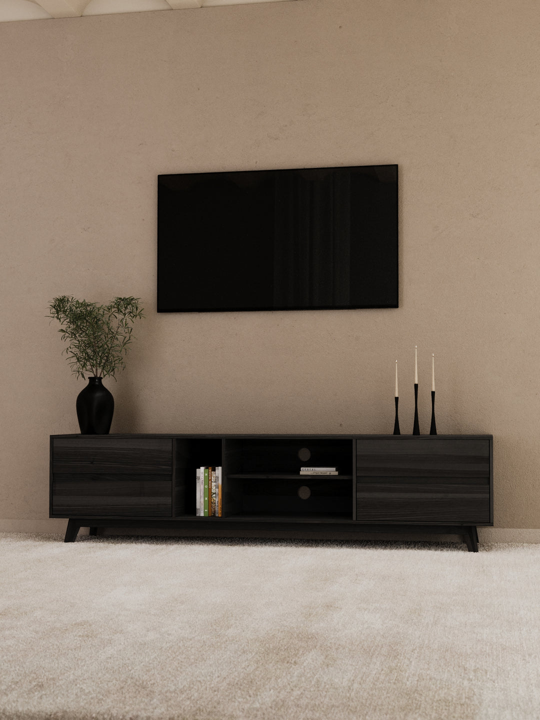James Luxe Black Entertainment Unit 210cm
