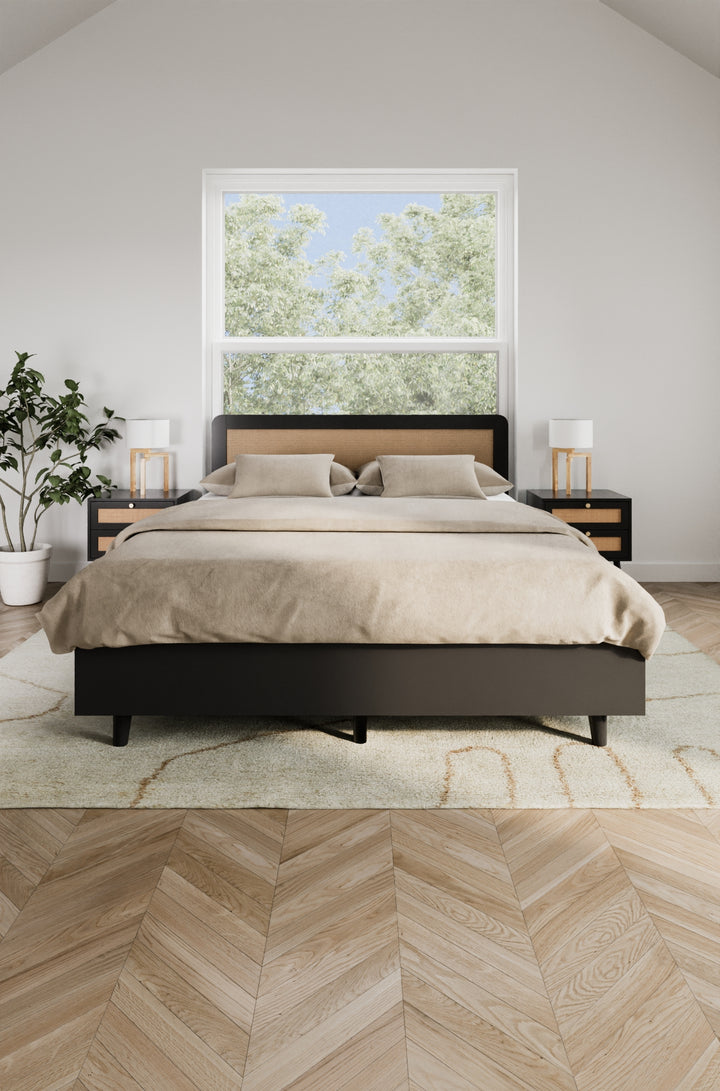 Jodie Black Rattan Bed Frame