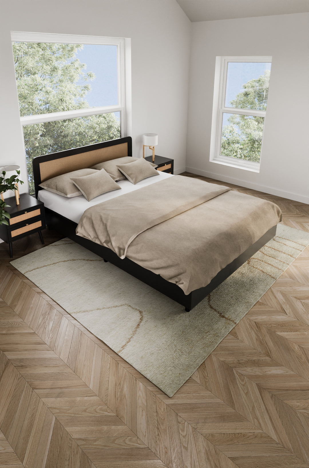 Jodie Black Rattan Bed Frame