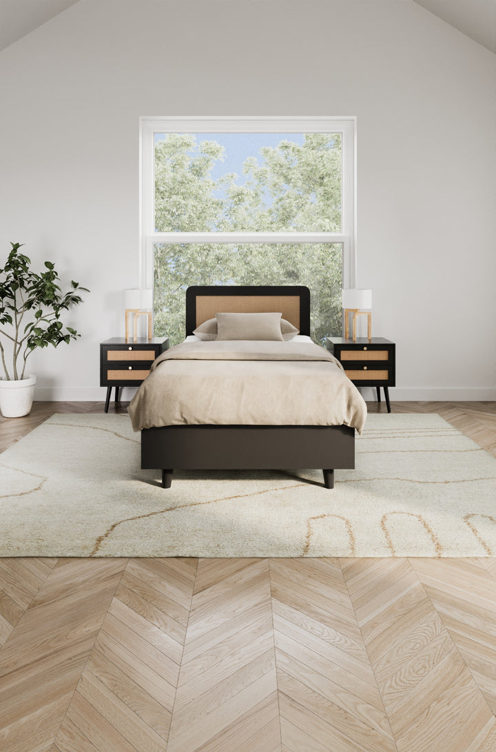 Jodie Black Rattan Bed Frame