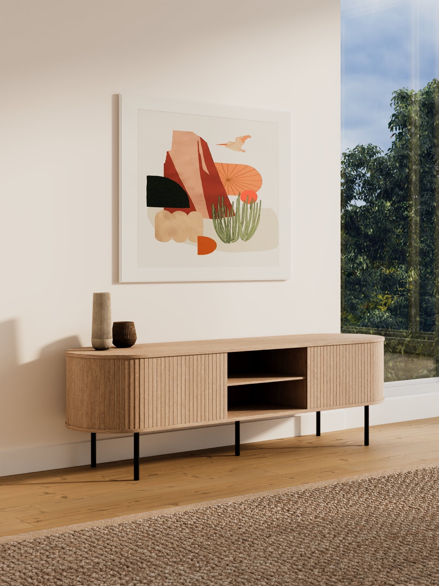 June Natural Fluted Entertainment Unit 170cm