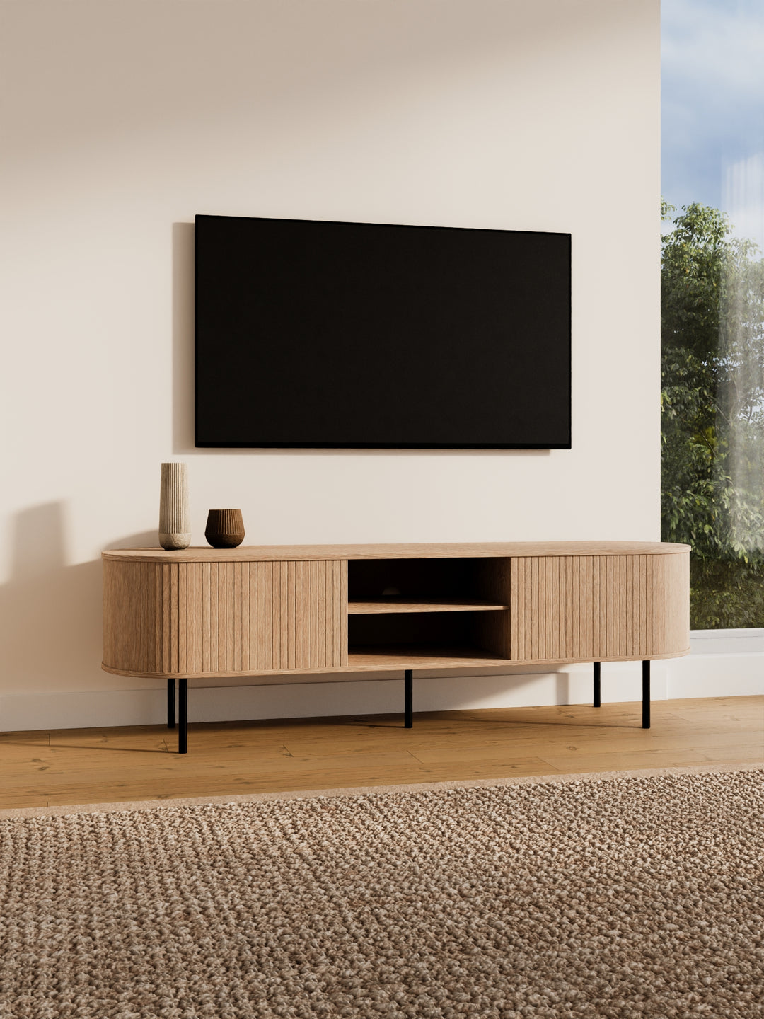June Natural Fluted Entertainment Unit 170cm