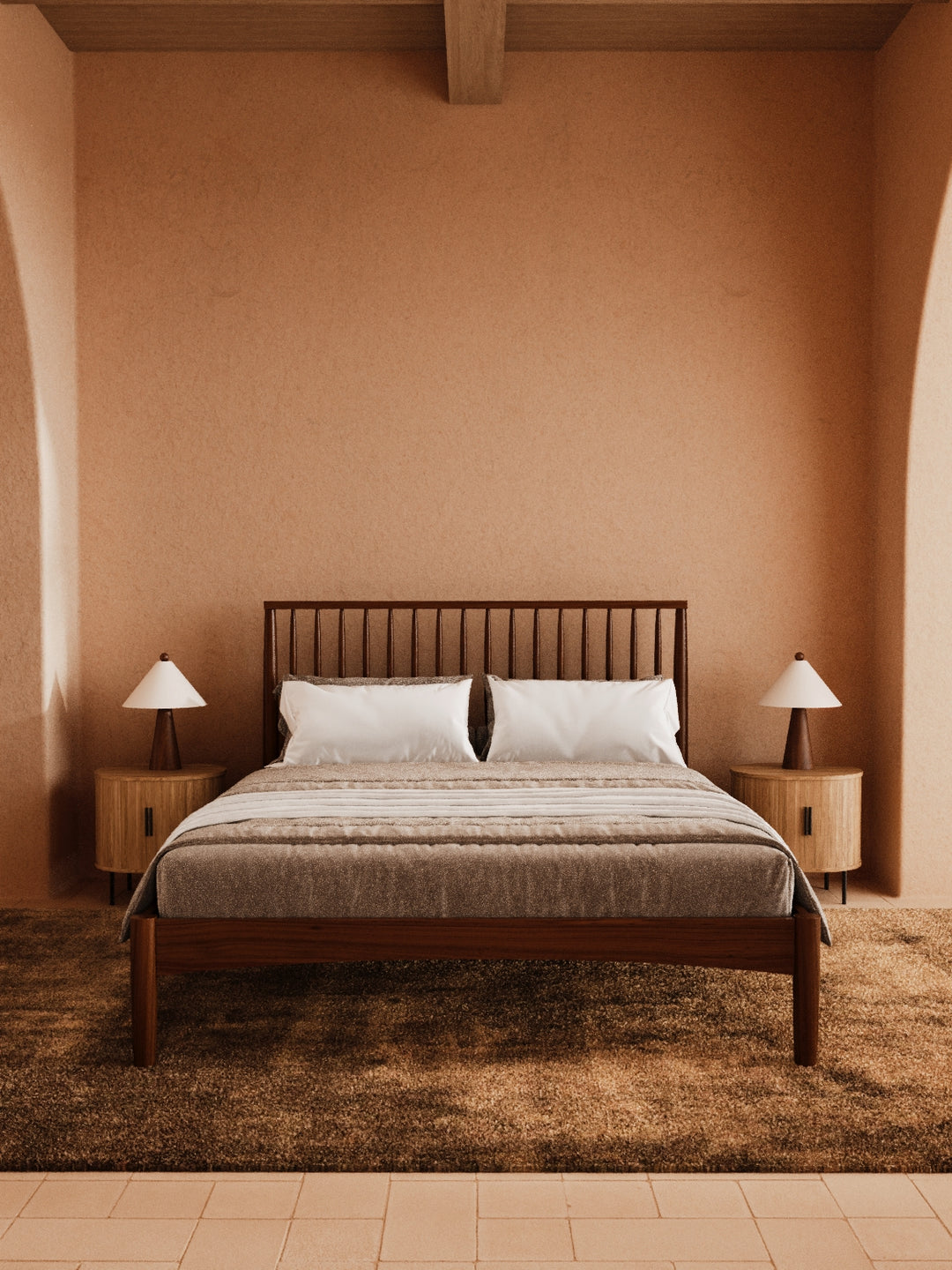 Martin Walnut Timber Bed Frame