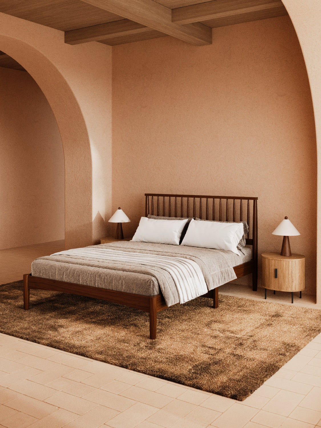 Martin Walnut Timber Bed Frame