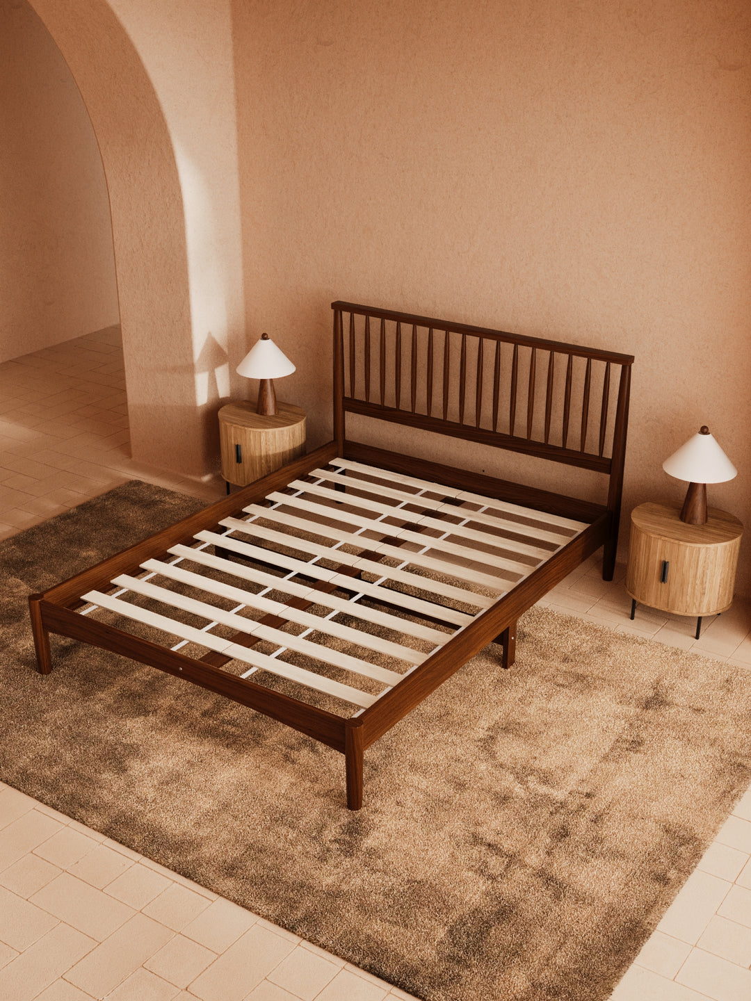 Martin Walnut Timber Bed Frame