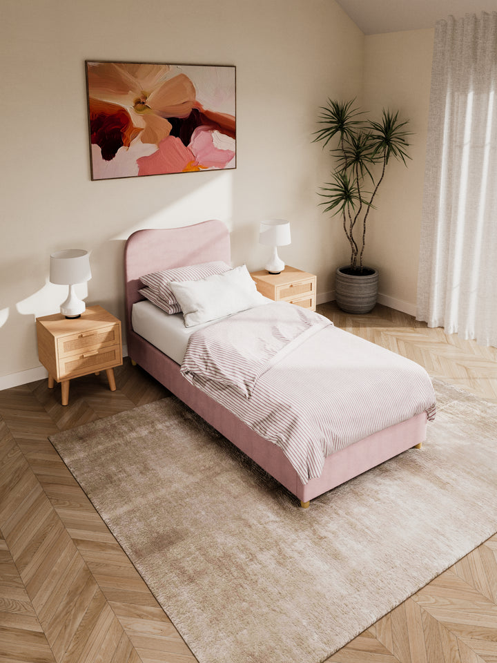 May Plush Pink Wavy Boucle Bed Frame