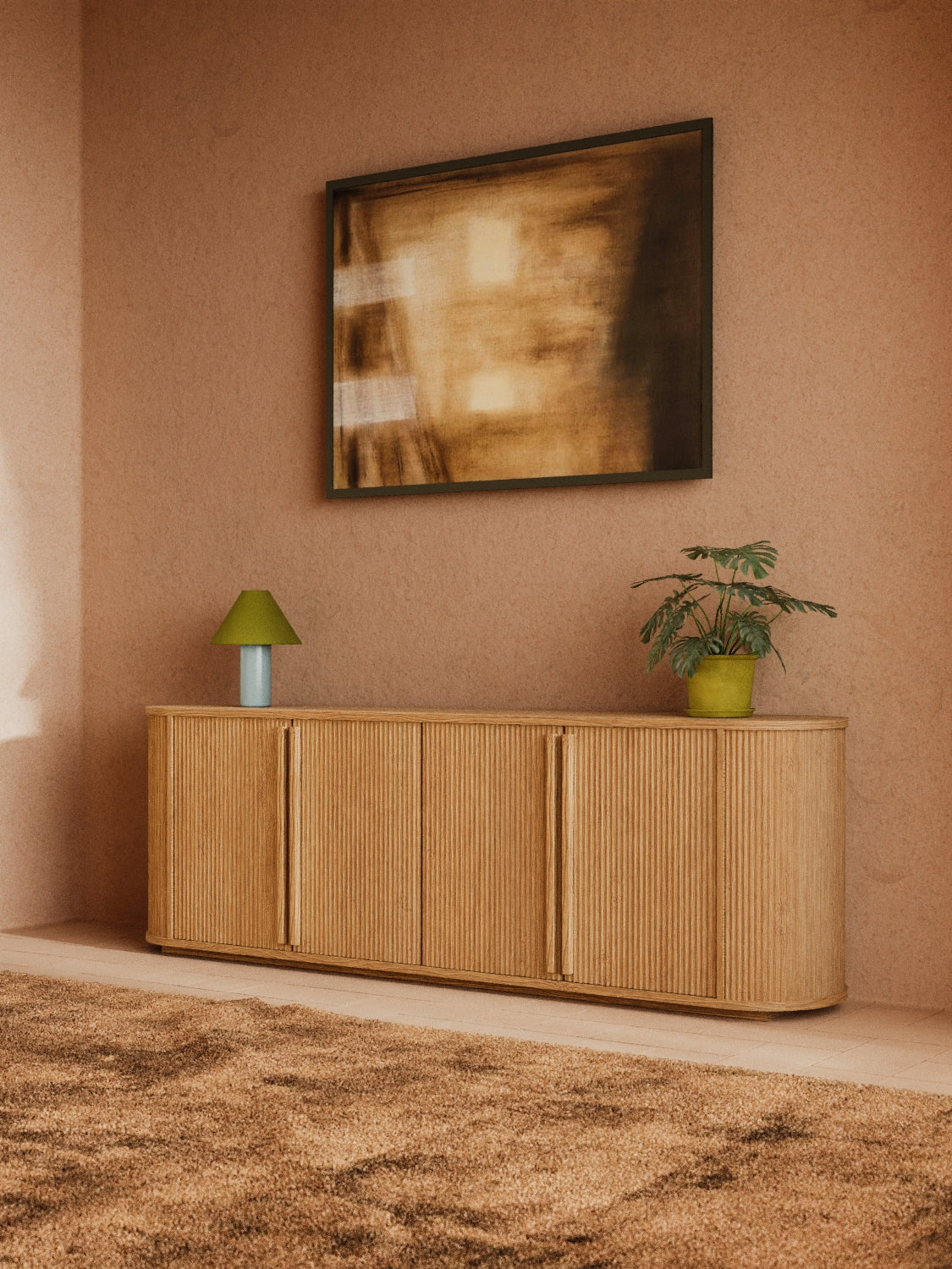 Nadia Luxe Natural Fluted Entertainment Unit 200cm