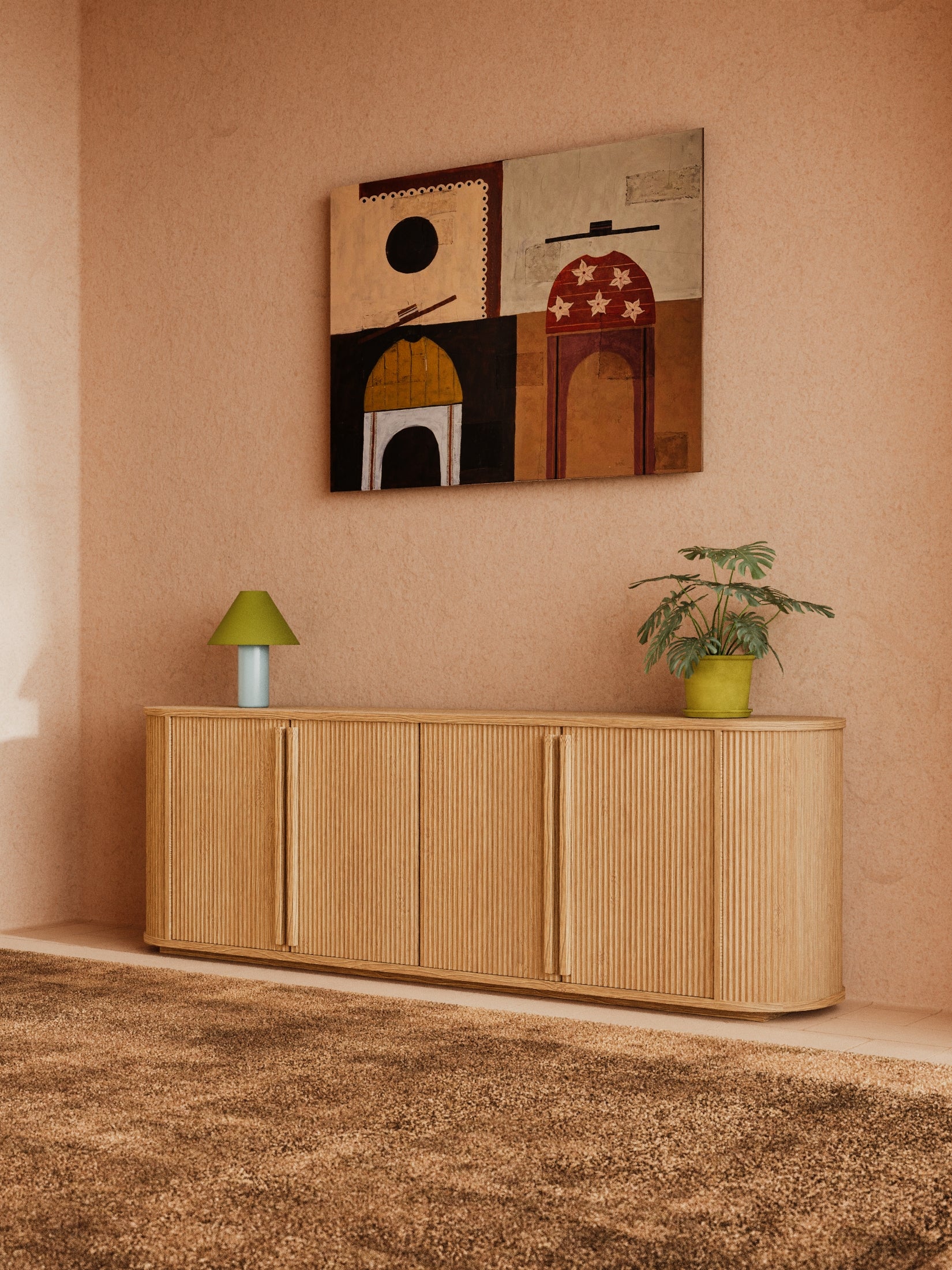 Nadia Luxe Natural Fluted Entertainment Unit 200cm