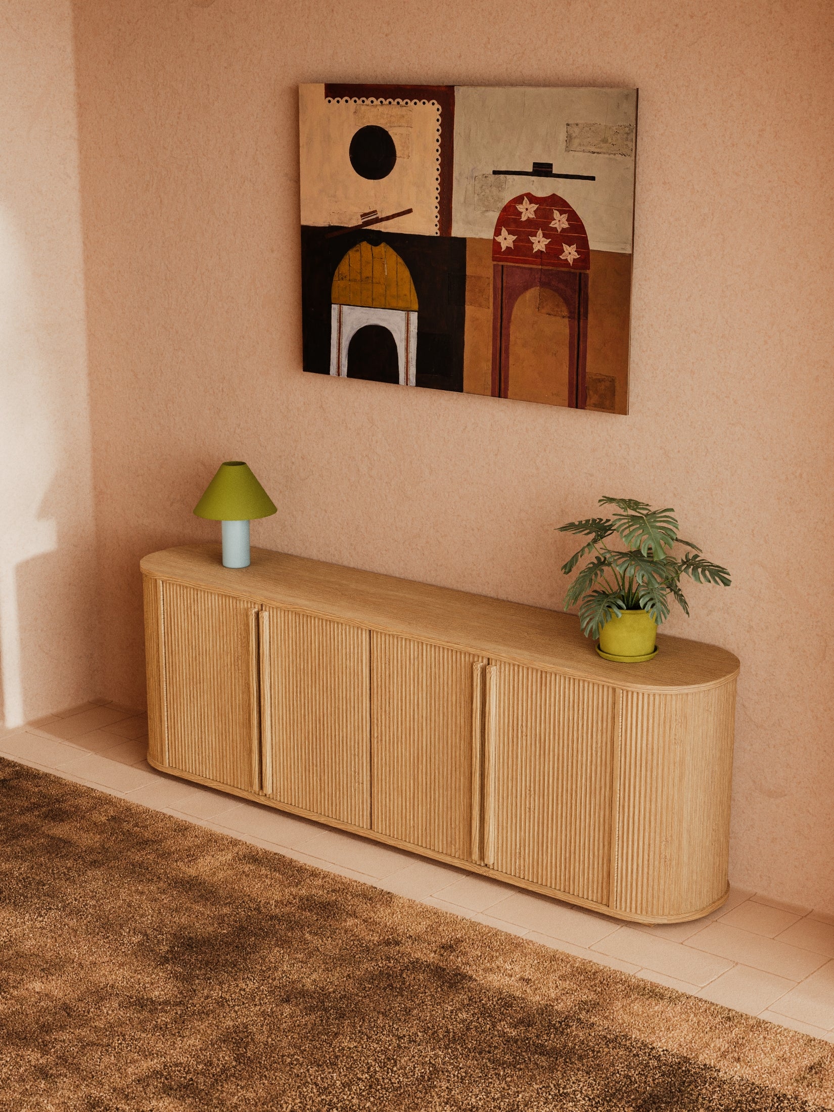 Nadia Luxe Natural Fluted Entertainment Unit 200cm