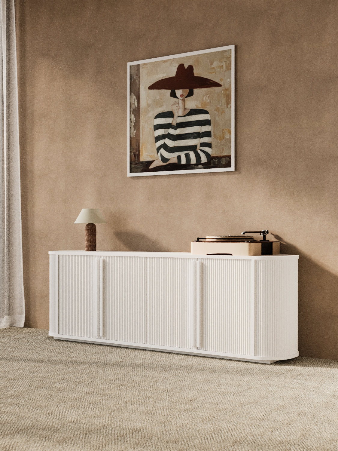 Nadia Luxe White Fluted Entertainment Unit 200cm