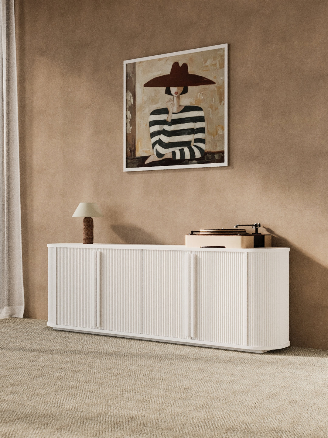 Nadia Luxe White Fluted Entertainment Unit 200cm