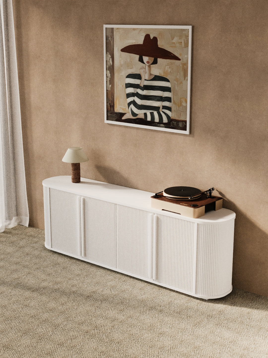 Nadia Luxe White Fluted Entertainment Unit 200cm