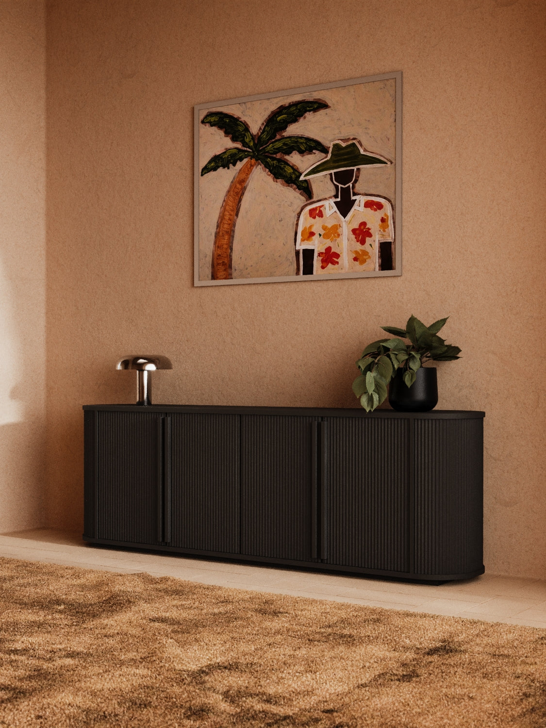 Nadia Luxe Black Fluted Entertainment Unit 200cm