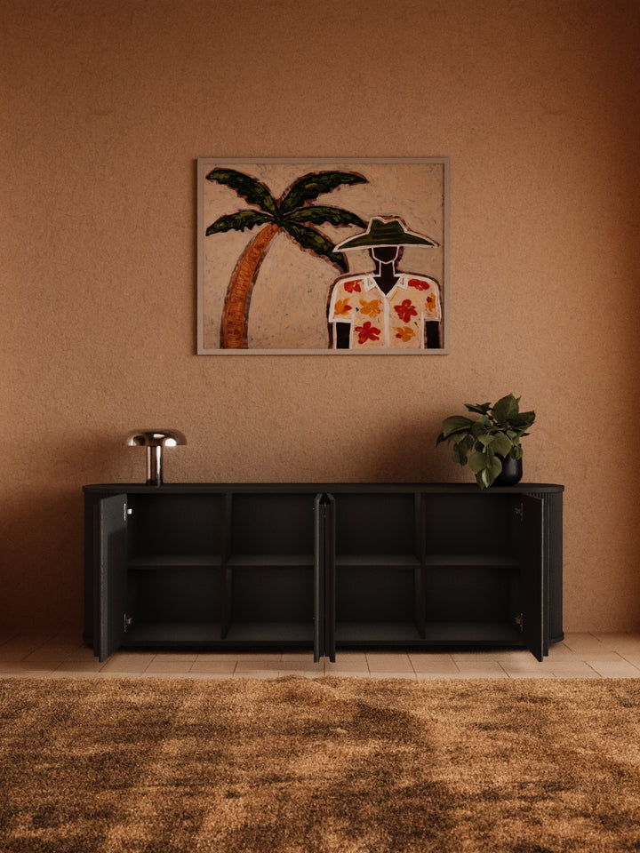 Nadia Luxe Black Fluted Entertainment Unit 200cm