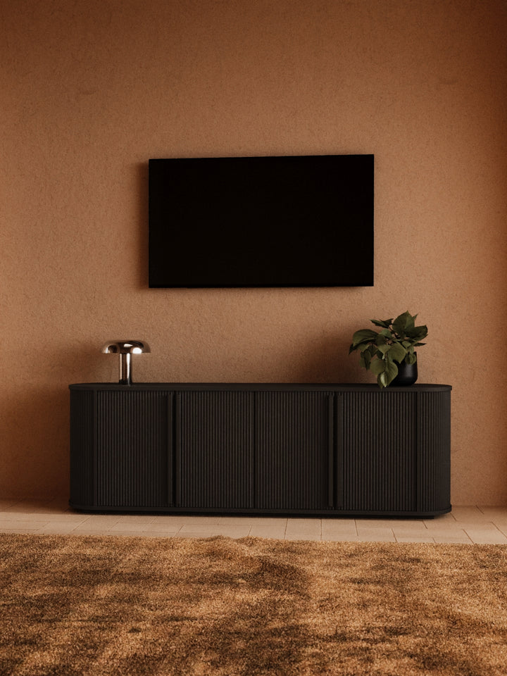 Nadia Luxe Black Fluted Entertainment Unit 200cm