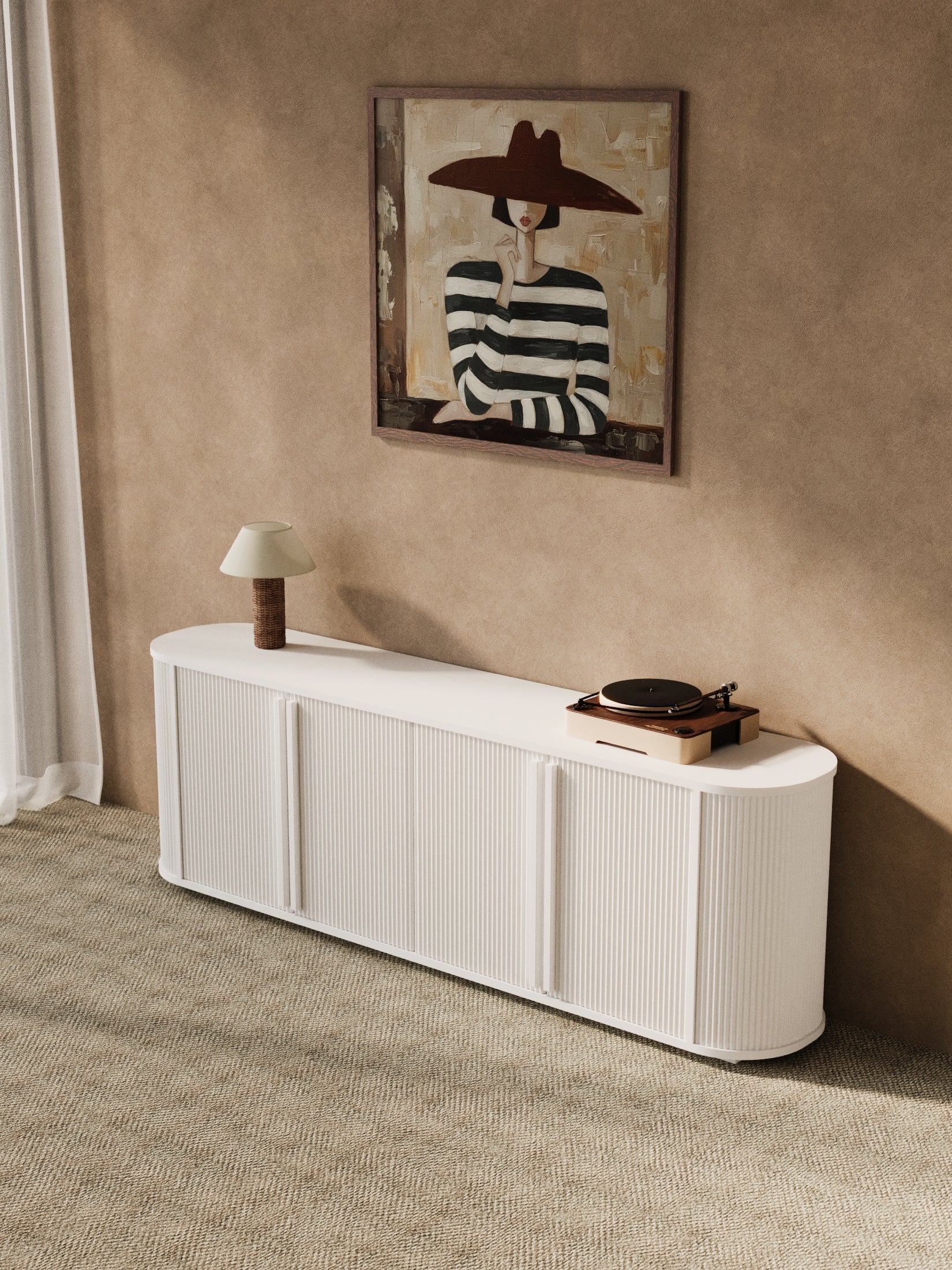 Nadia Luxe White Fluted Entertainment Unit 200cm