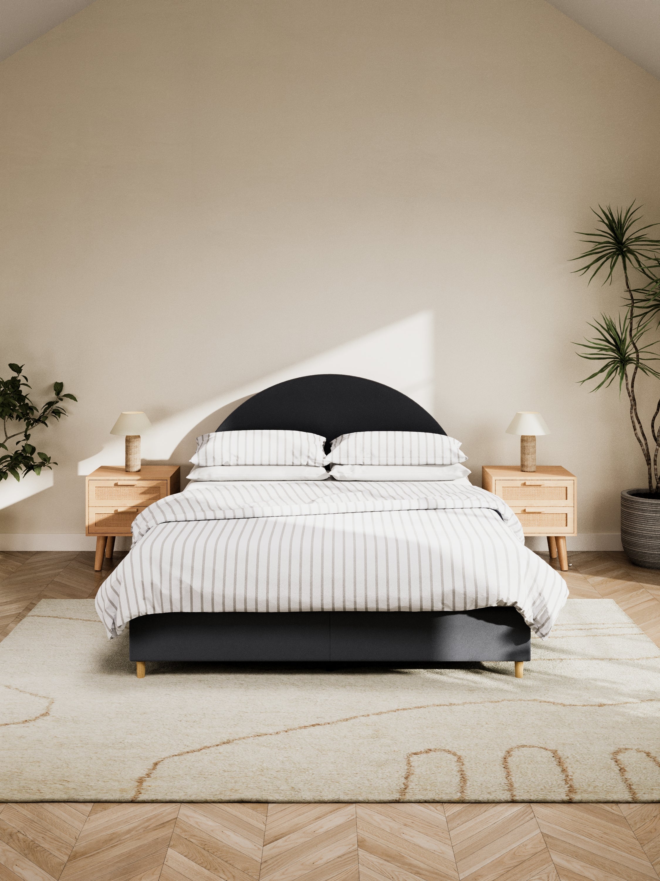 Nelson Curve Charcoal Fabric Bed Frame