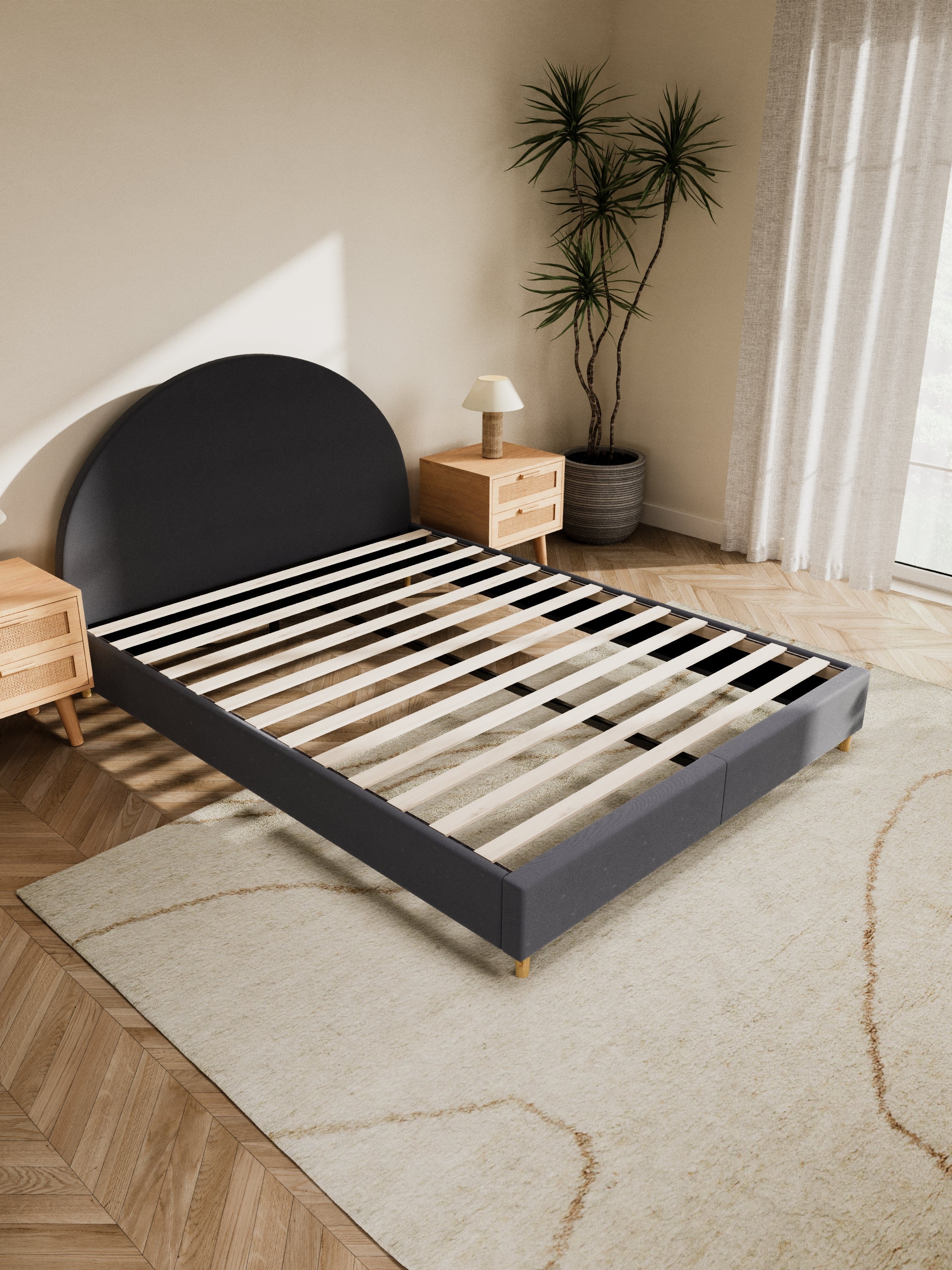 Nelson Curve Charcoal Fabric Bed Frame