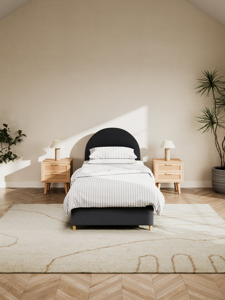 Nelson Curve Charcoal Fabric Bed Frame