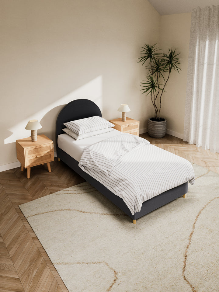 Nelson Curve Charcoal Fabric Bed Frame