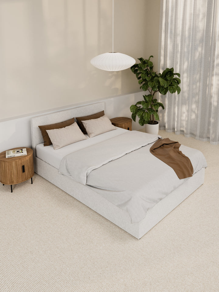 Paradise White Boucle Gas Lift Bed Frame