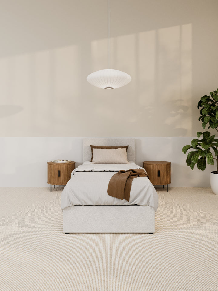 Paradise White Boucle Gas Lift Bed Frame