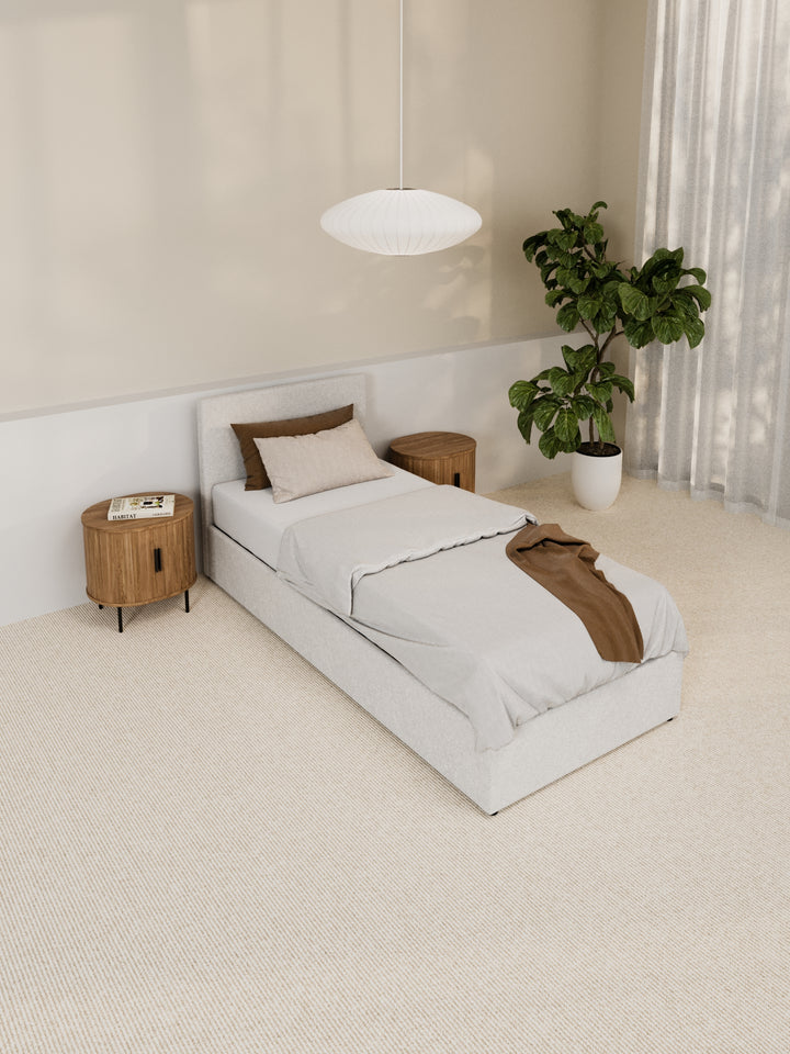 Paradise White Boucle Gas Lift Bed Frame