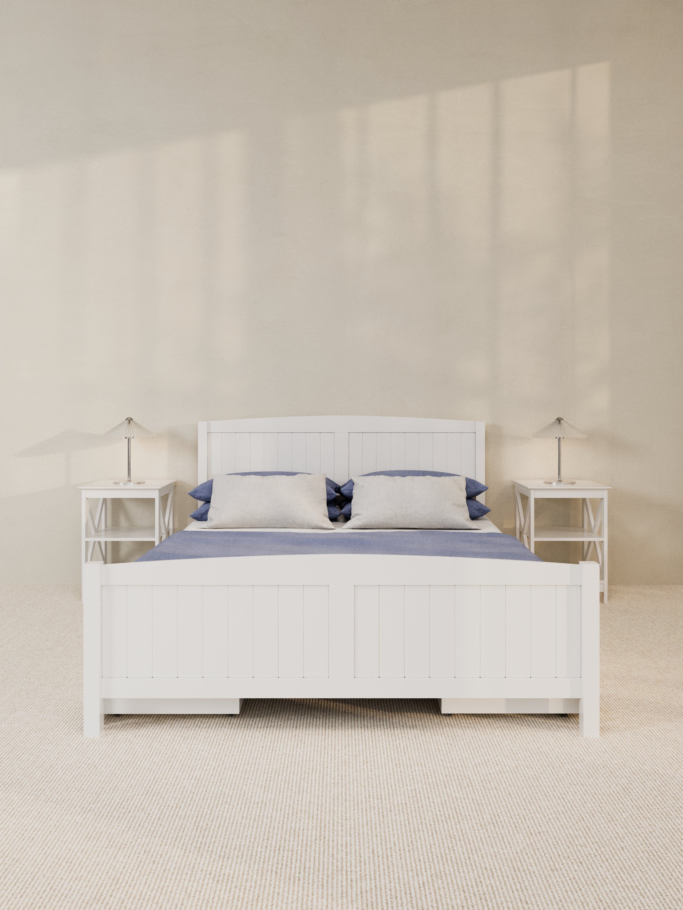 Santa Monica White Wooden Storage Bed Frame