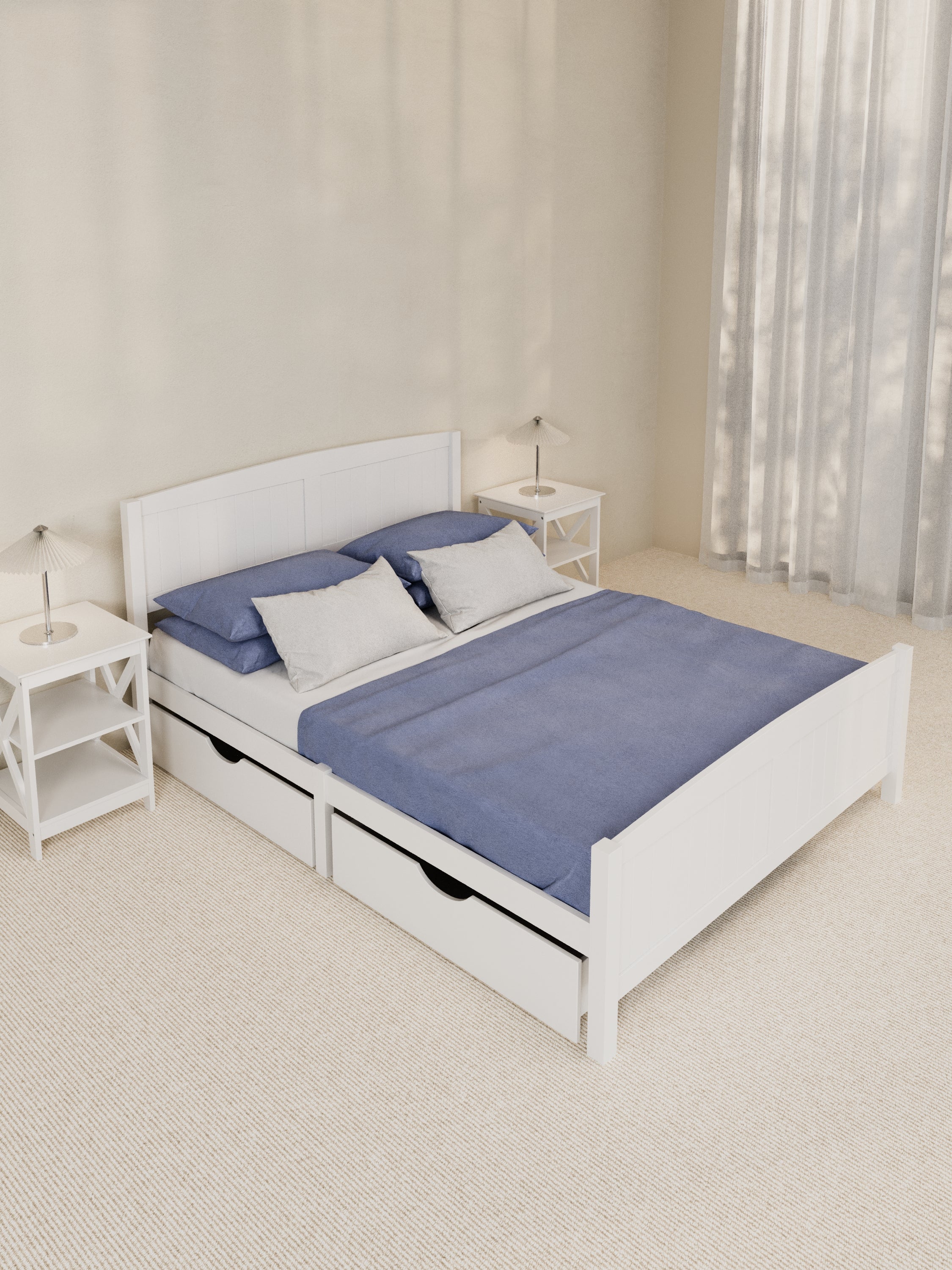 Santa Monica White Wooden Storage Bed Frame