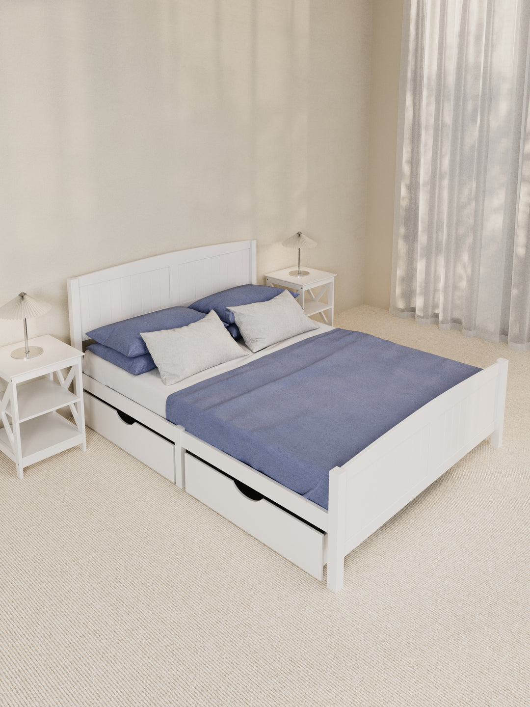 Santa Monica White Wooden Storage Bed Frame