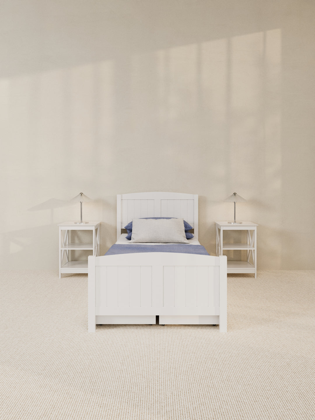 Santa Monica White Wooden Storage Bed Frame