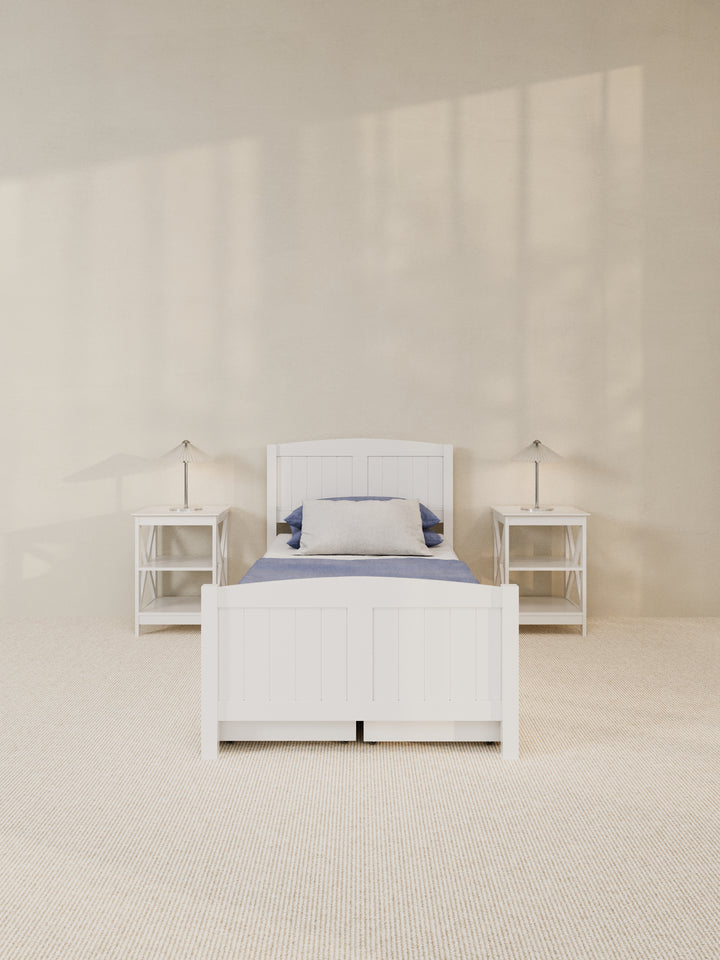 Santa Monica White Wooden Storage Bed Frame