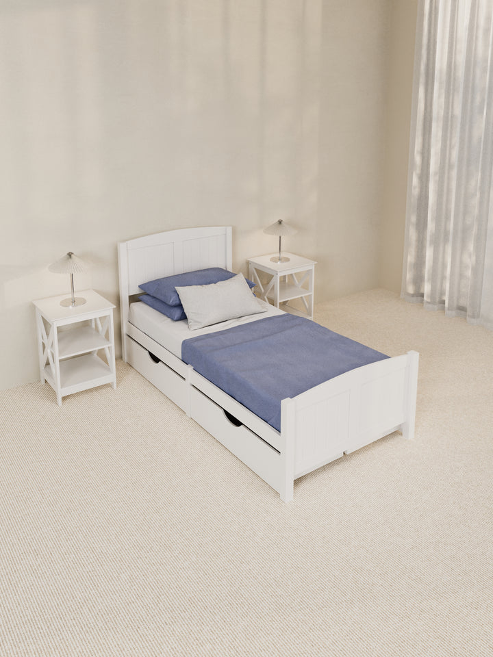 Santa Monica White Wooden Storage Bed Frame