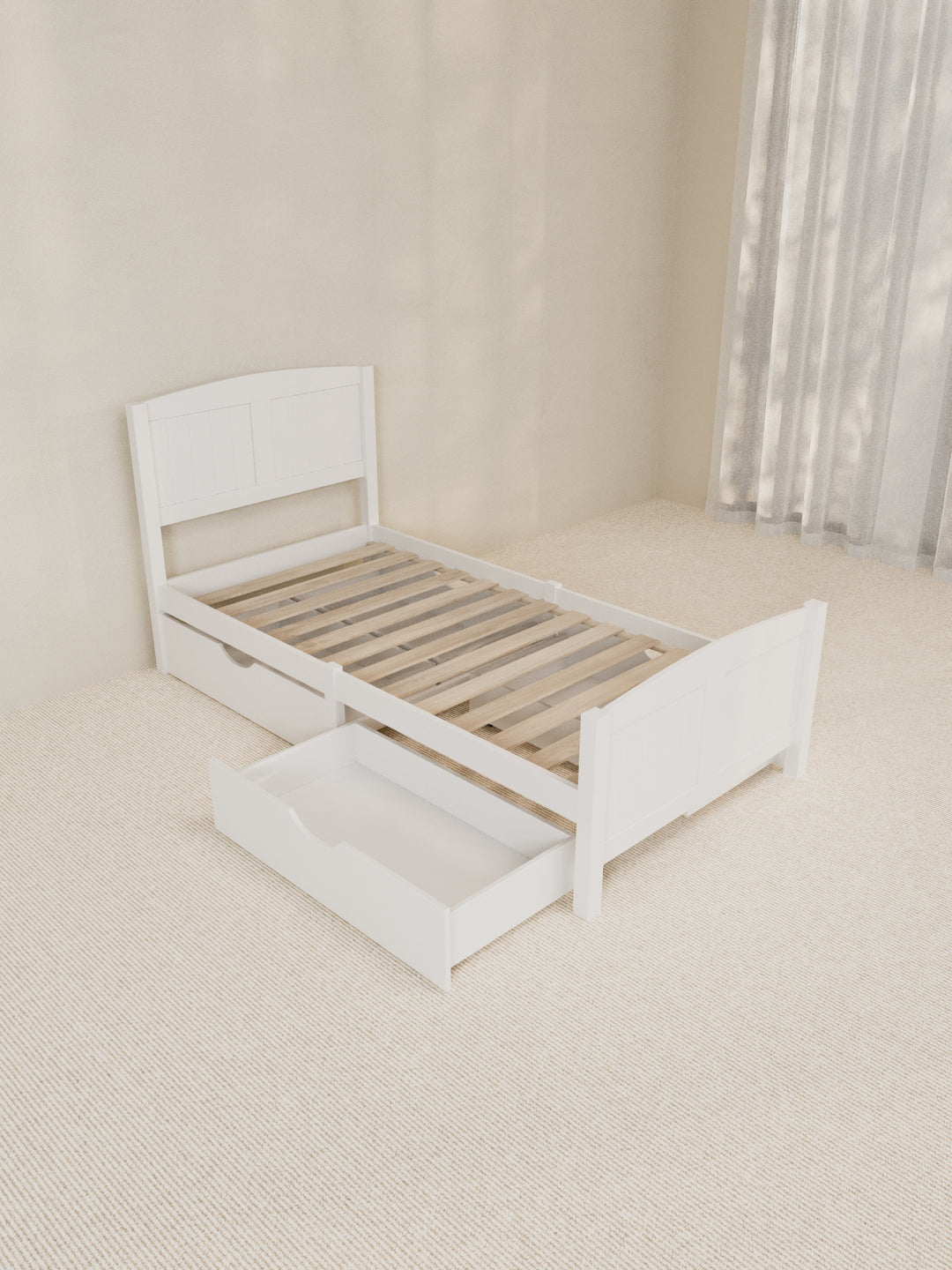 Santa Monica White Wooden Storage Bed Frame