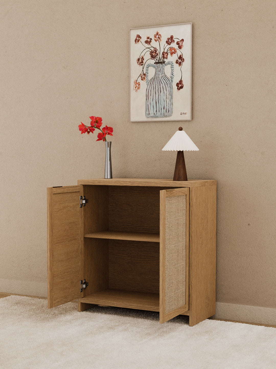 Stevie Natural Rattan Sideboard Cabinet Bundle 158cm