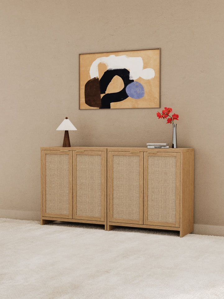 Stevie Natural Rattan Sideboard Cabinet Bundle 158cm
