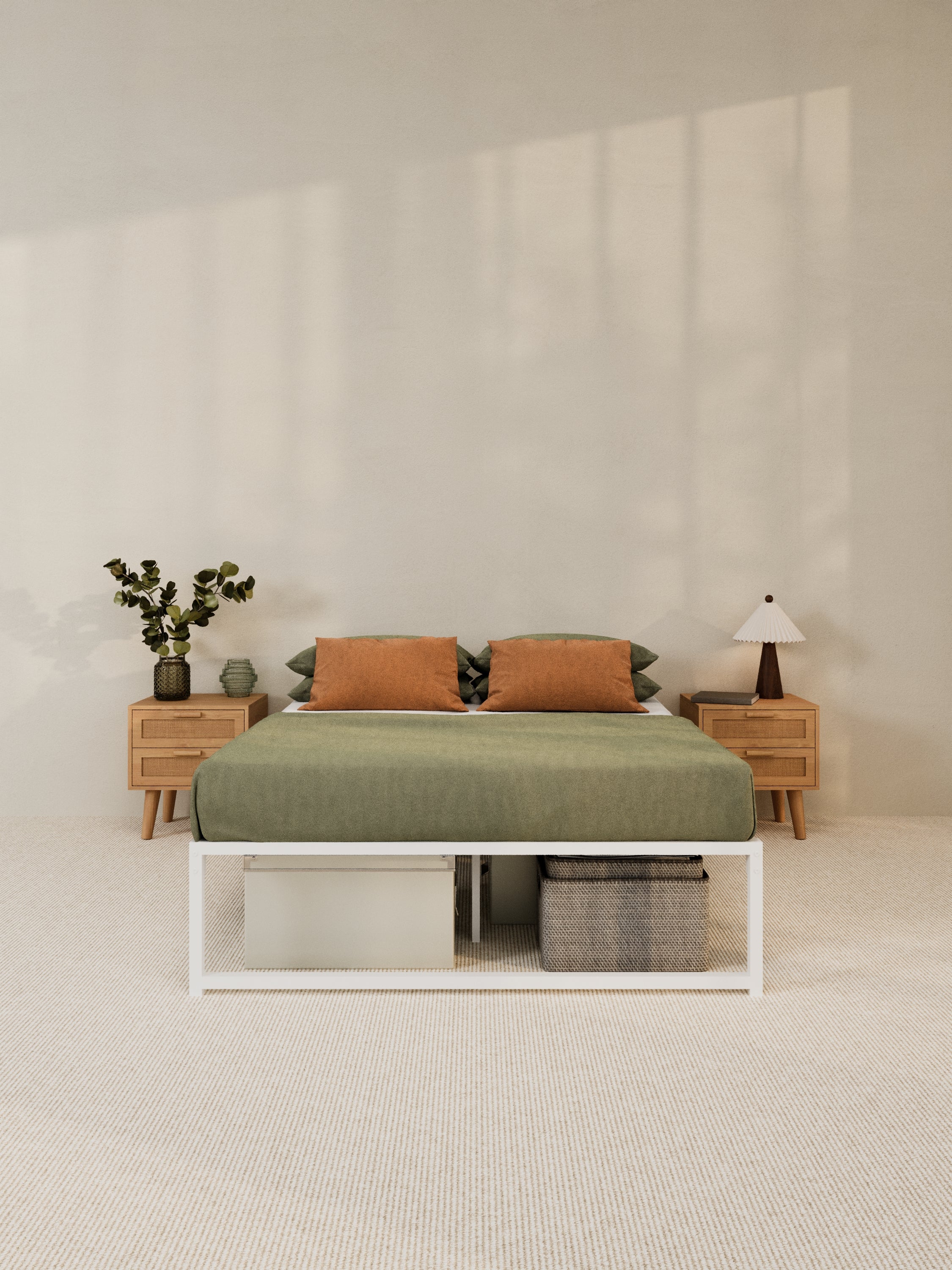 Theo White Metal Storage Bed Base