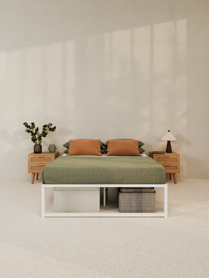 Theo White Metal Storage Bed Base